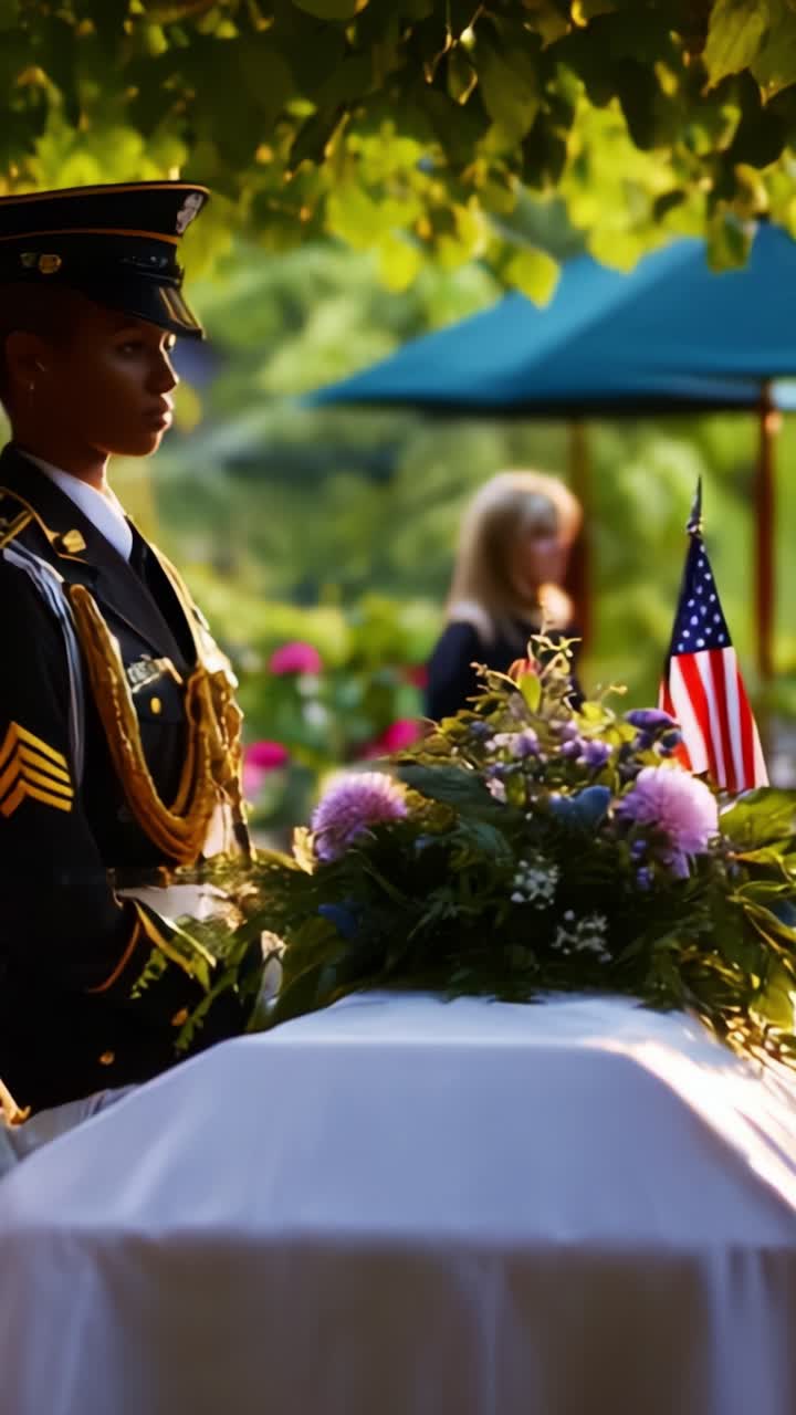 A Solemn Military Farewell: Honoring Our Fallen Heroes with Dignity and Respect Under the Warm Glow of Nature's Embrace