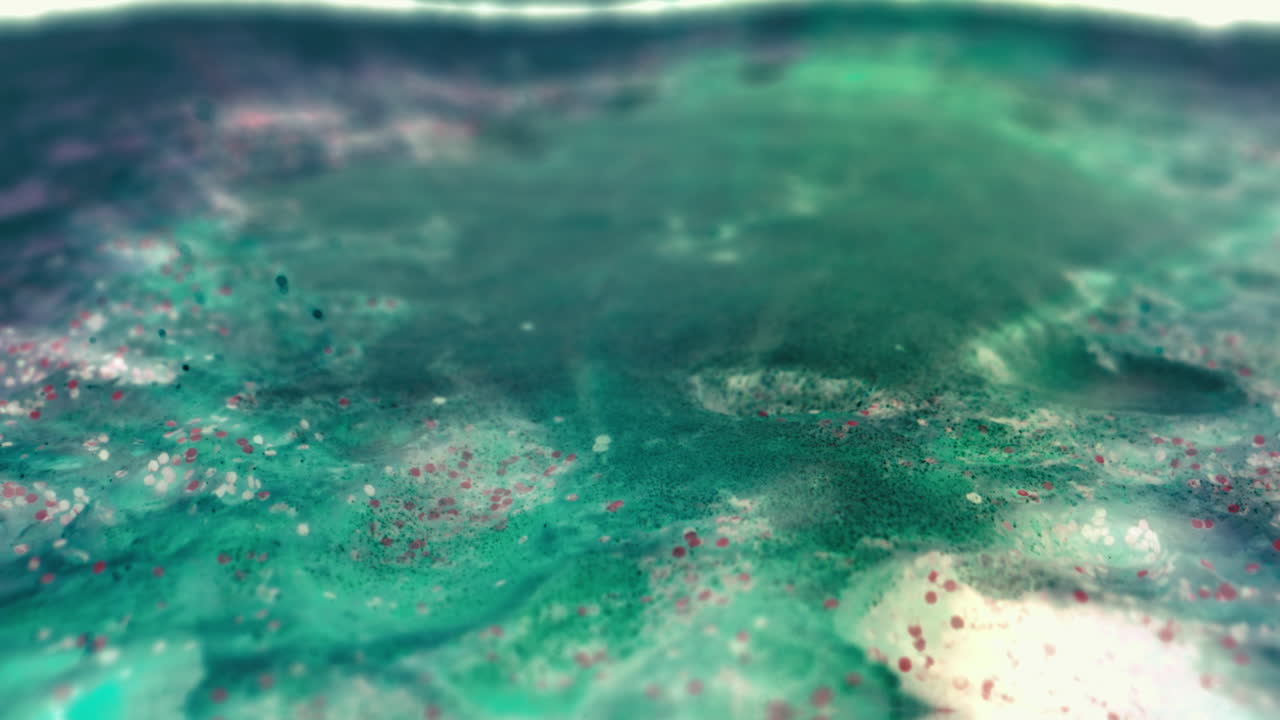 Abstract Liquid Art with Green and Red Tones