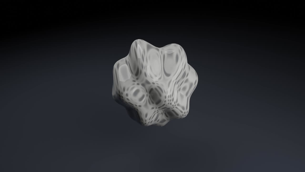 morphing forma abstracta en fondo oscuro. bucle sin costuras 3d render objeto gráfico de movimiento abstracto