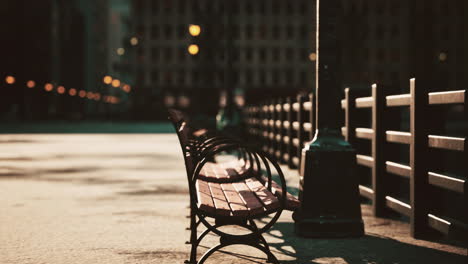 empty bench in the city at night