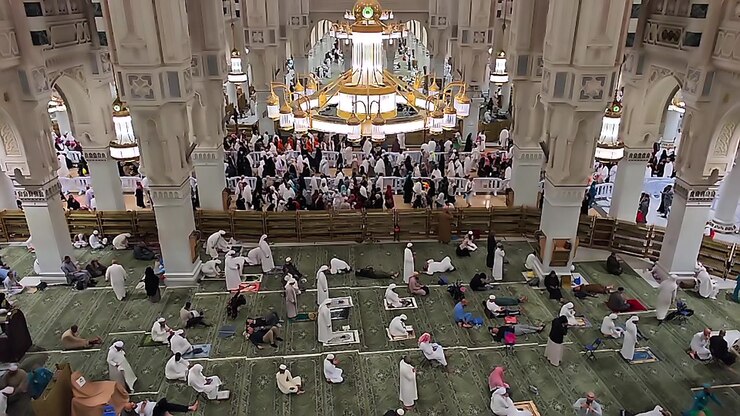 Pilgrims Praying Inside the Grand Mosque in Mecca