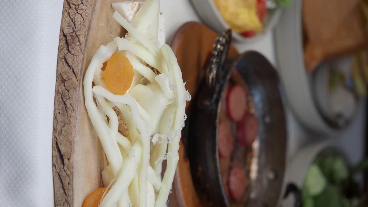 Turkish Breakfast Spread with Cheese and Dried Apricots