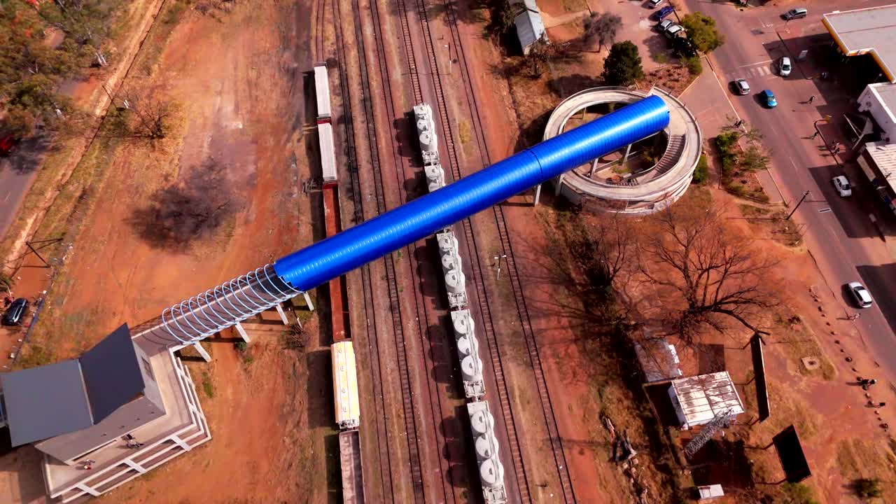 Lobatse Town - Blue Bridge Smooth Establishing 4K Drone Shot - Day Time