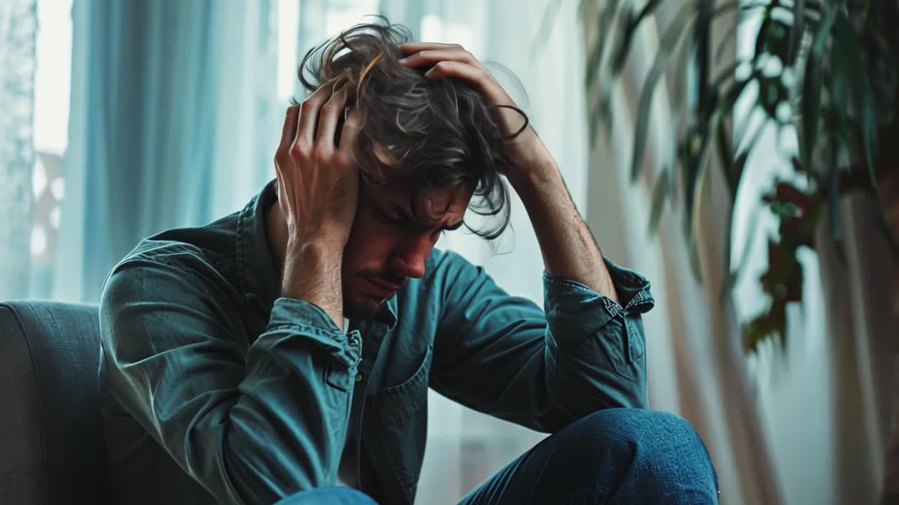 Man suffering from headache and stress