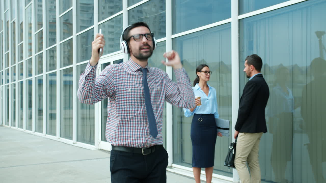Businessman Dancing Outdoors