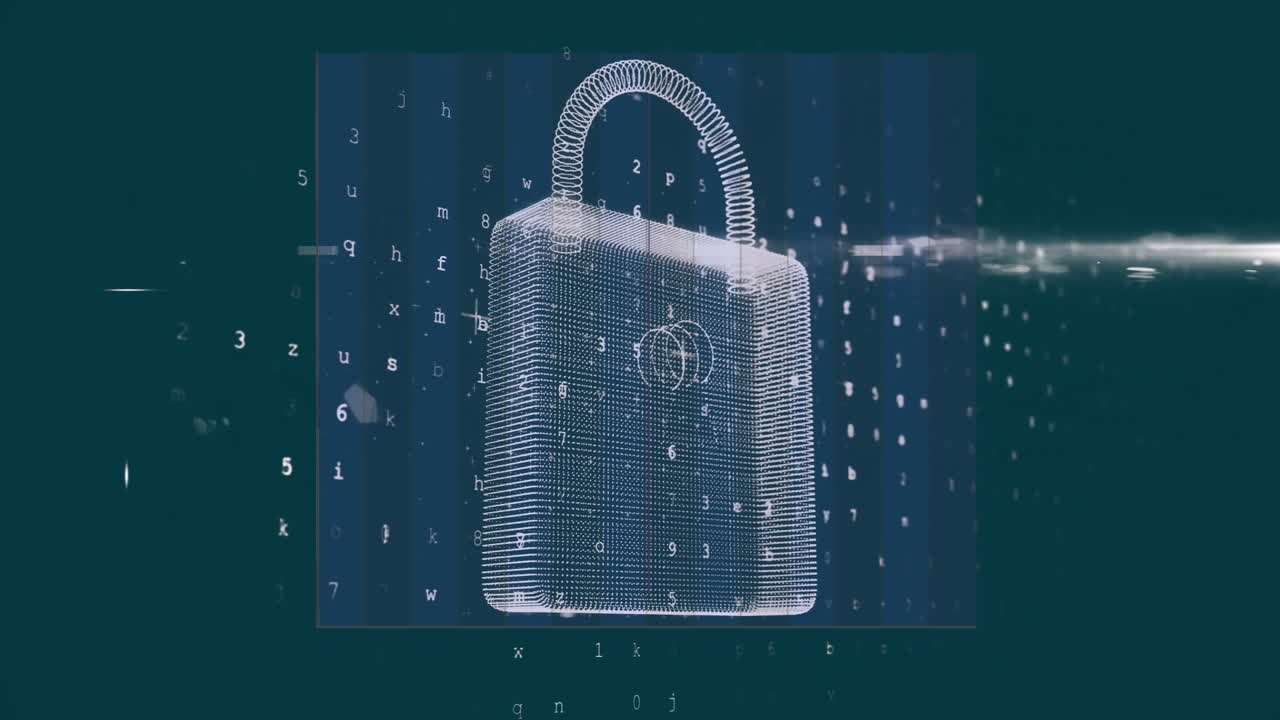 Binary code animation with digital lock symbolizing cybersecurity concept
