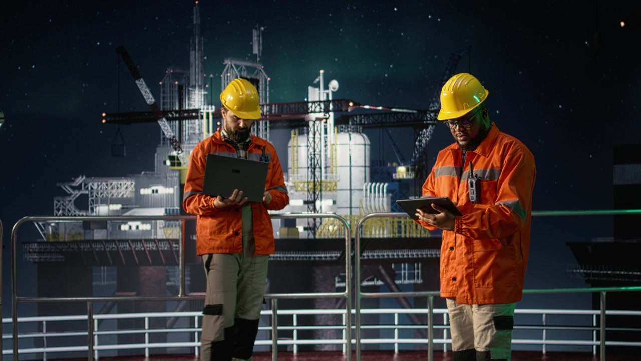 Drilling barge specialist struggles with oil crisis logistics, using tablet