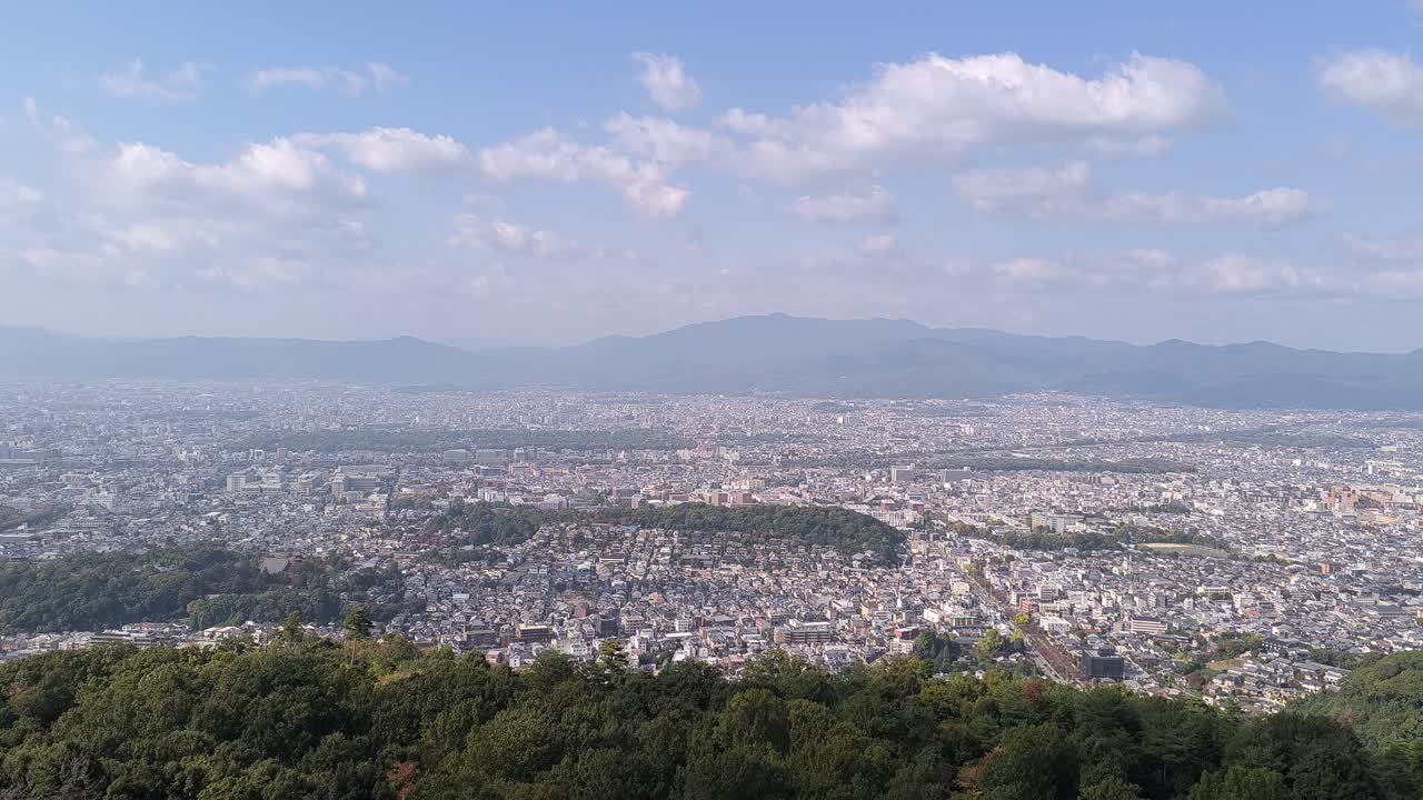 Autumn Aerial Landscape of Kyoto city Japan Seen from Ginkakuji’s Daimonji Peak