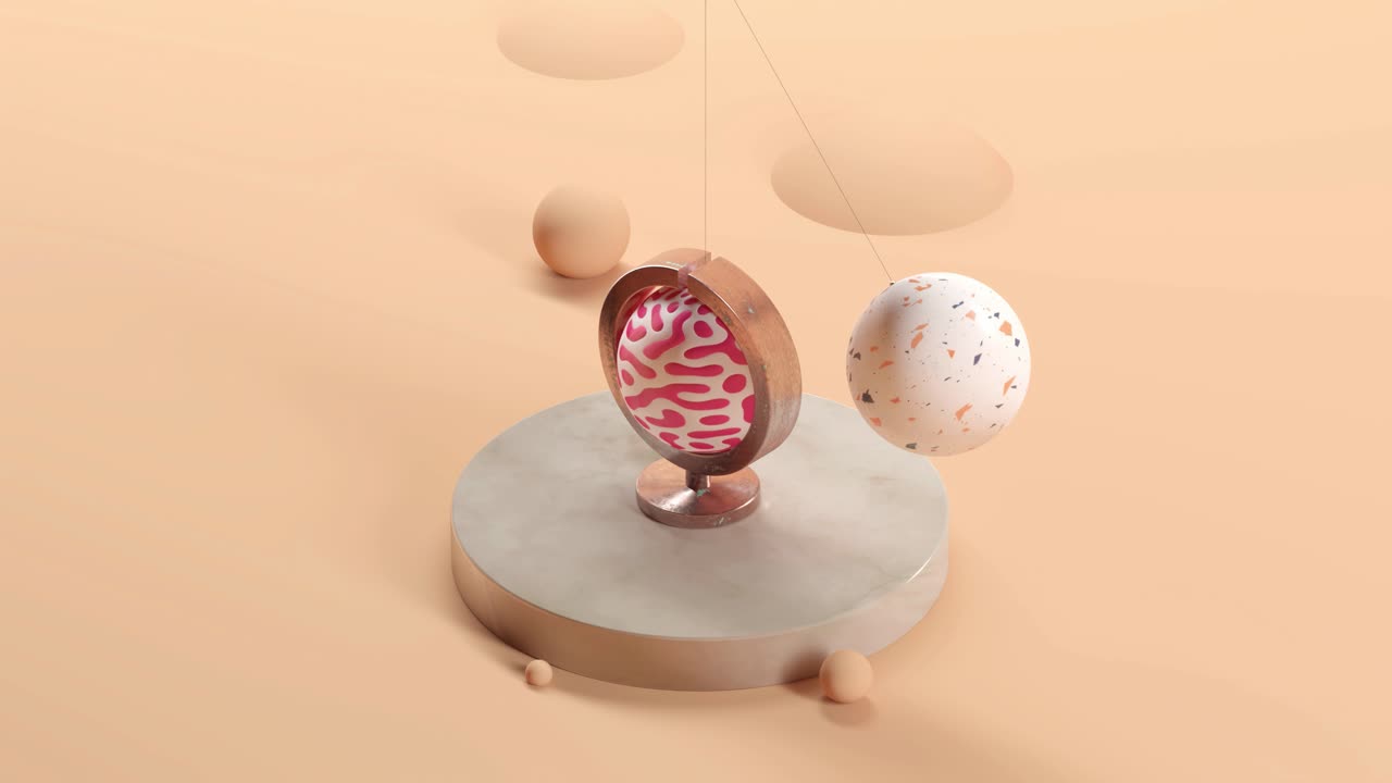 Abstract Minimalist 3D Composition with Geometric Shapes