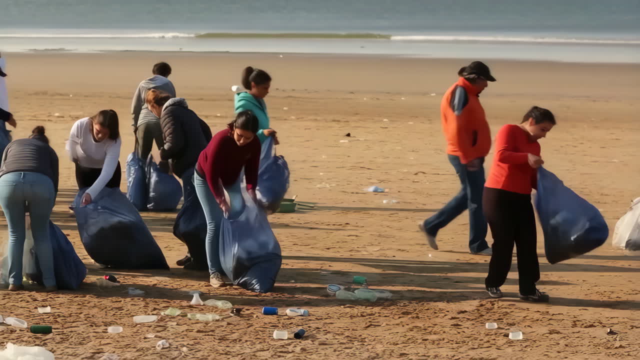 Volunteers Cleaning Up Beach