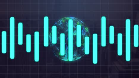 animation of moving columns over globe on black background