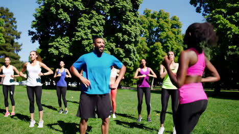 group fitness class in a park