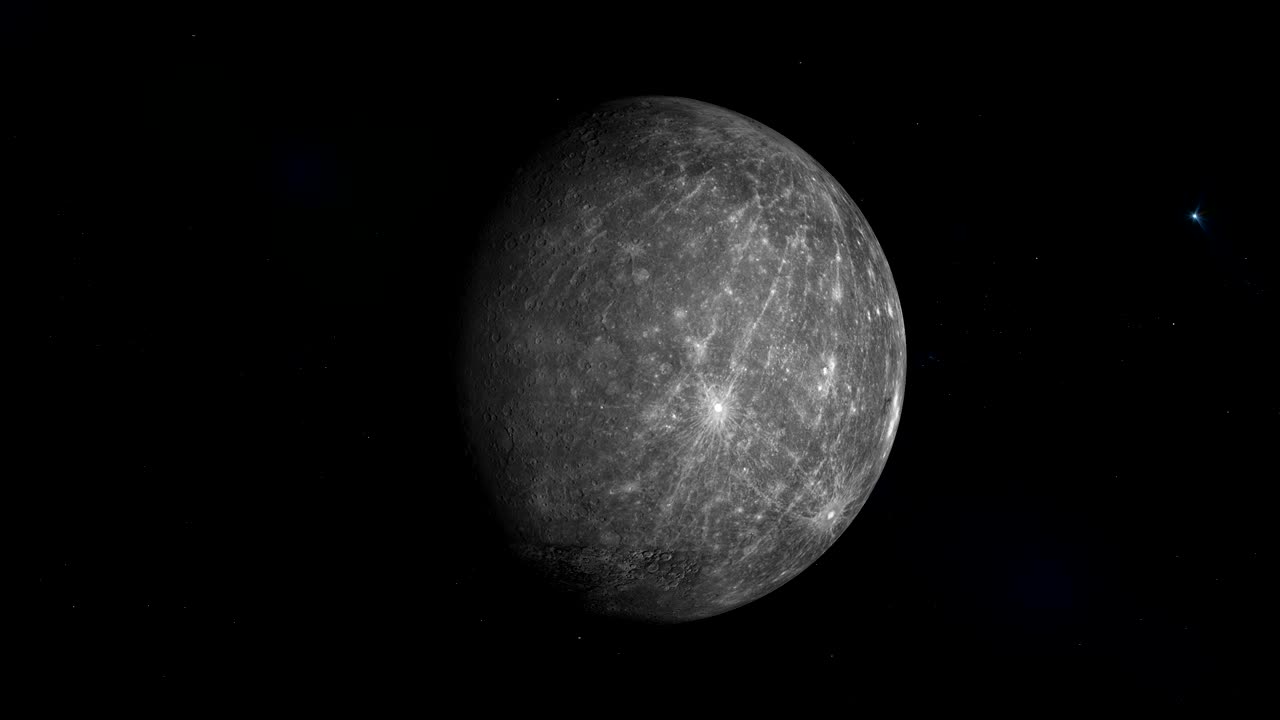 Mercury planet rotating in its own orbit in the outer space. Loop