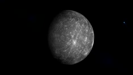mercury planet rotating in its own orbit in the outer space. loop