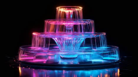 multicolored illuminated fountain at night