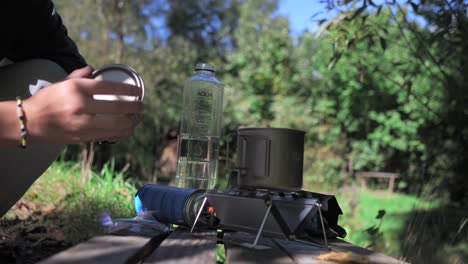 cooking stove in the nature, outdoor, camping