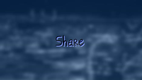 animation of share text with arrows over out of focus cityscape