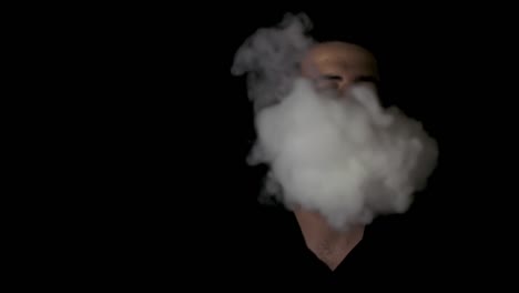 young stylish man with a beard smokes an electronic cigarette, vape, hookah