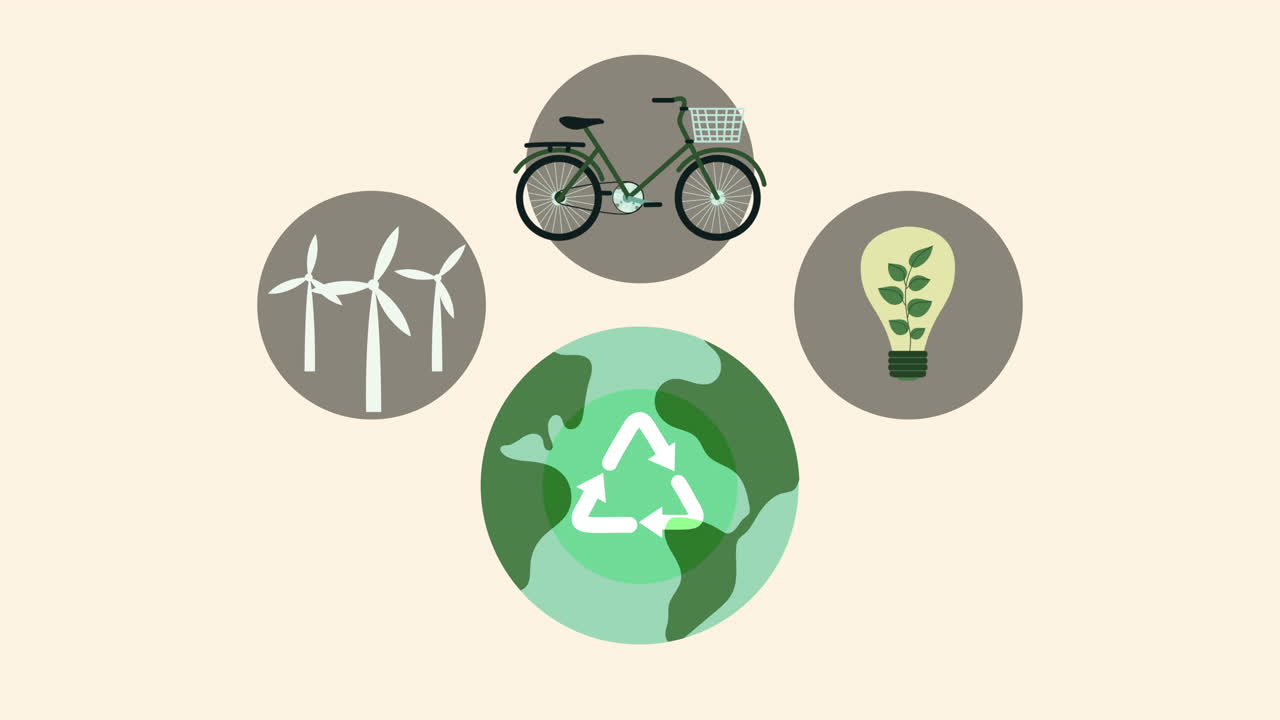 animación de ecología con el planeta tierra e íconos alrededor