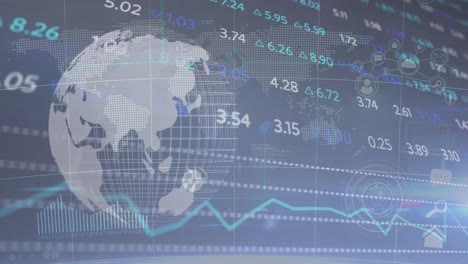 animazione dell'elaborazione dei dati e globo su sfondo nero