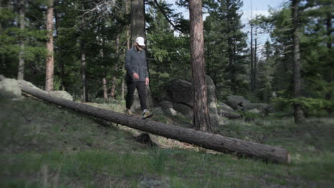 man walking through forest in colorado