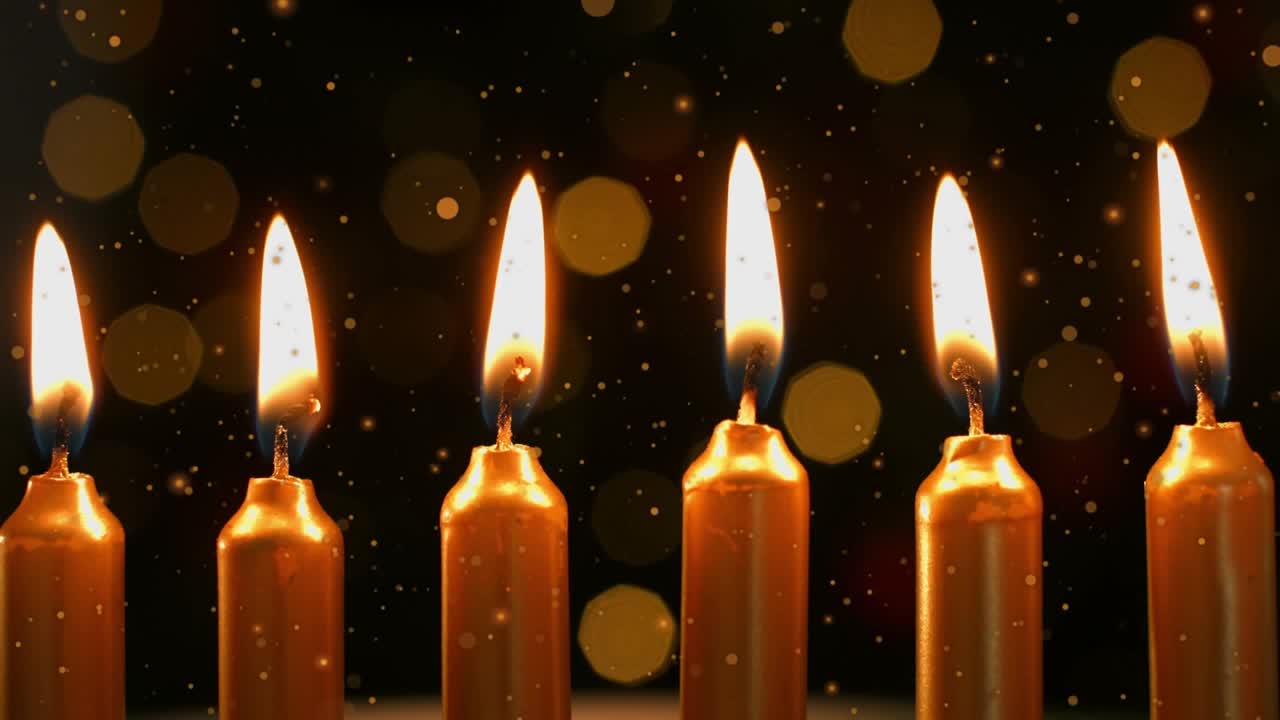 On start nine gold candles flickering with drifting embers and fluctuating lights for calm ambiance