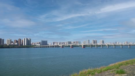 urban river view in sunny weather