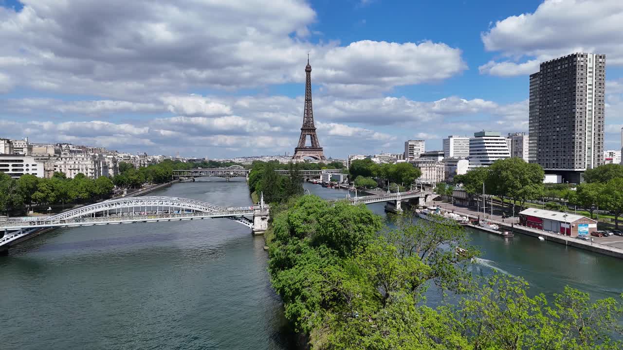 Eiffel Tower At Paris In Island Of France France. Downtown Cityscape. Seine River Skyline. Eiffel Tower At Paris In Island Of France France. Eiffel Tower. Tourism Landmark. Paris Skyline