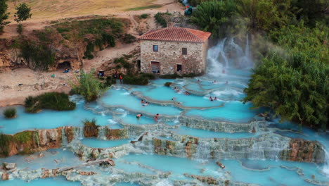 the geothermal hot springs at saturnia, tuscany italy