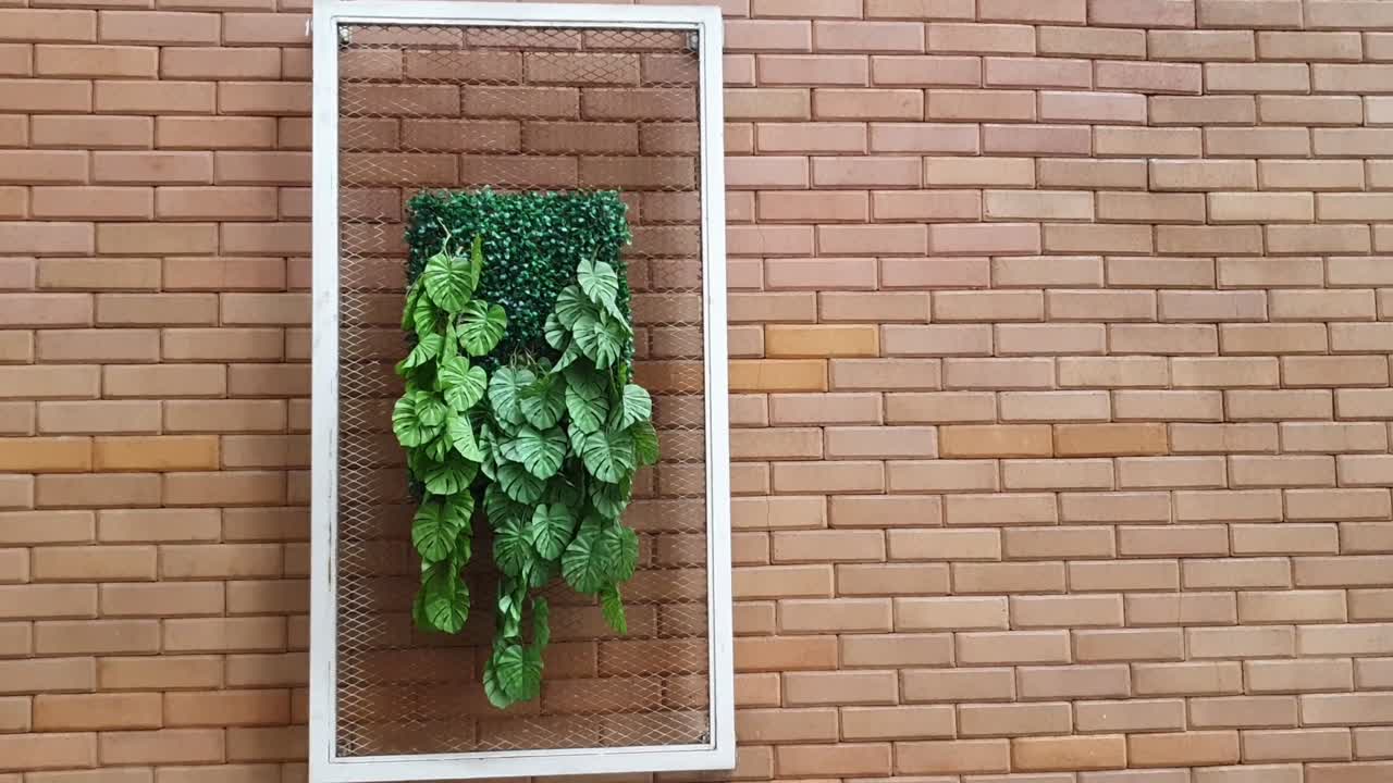 Brick and flower wall background video with copy space area. file 2