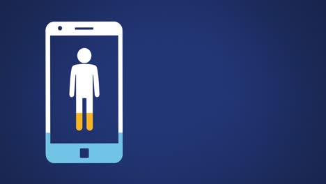symbol einer männlichen form auf dem smartphone-bildschirm, das sich mit 4k-farben füllt