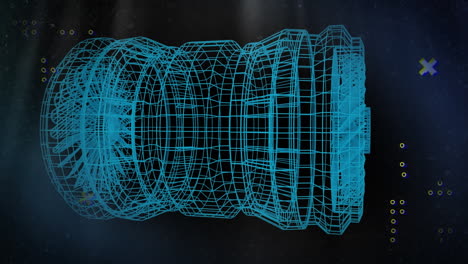 animación del procesamiento de datos de dibujo del motor 3d sobre fondo azul