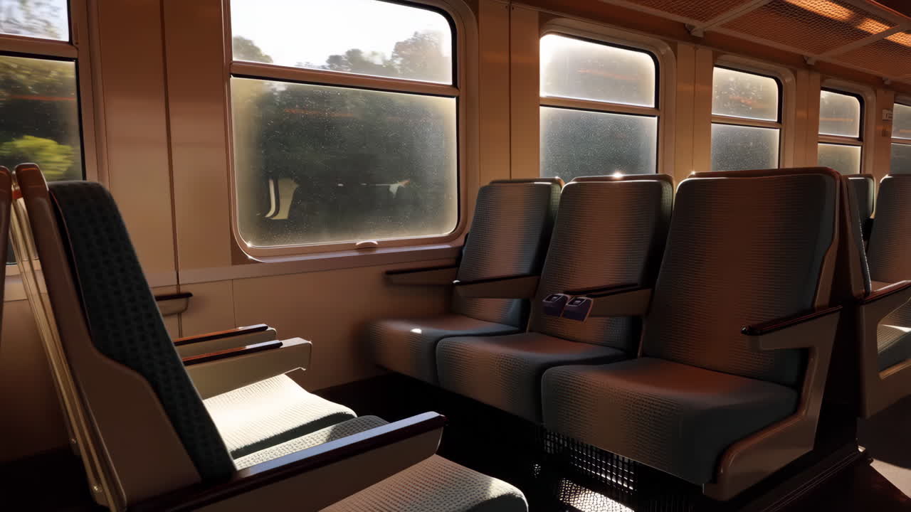 Empty Train Interior on a Sunny Journey