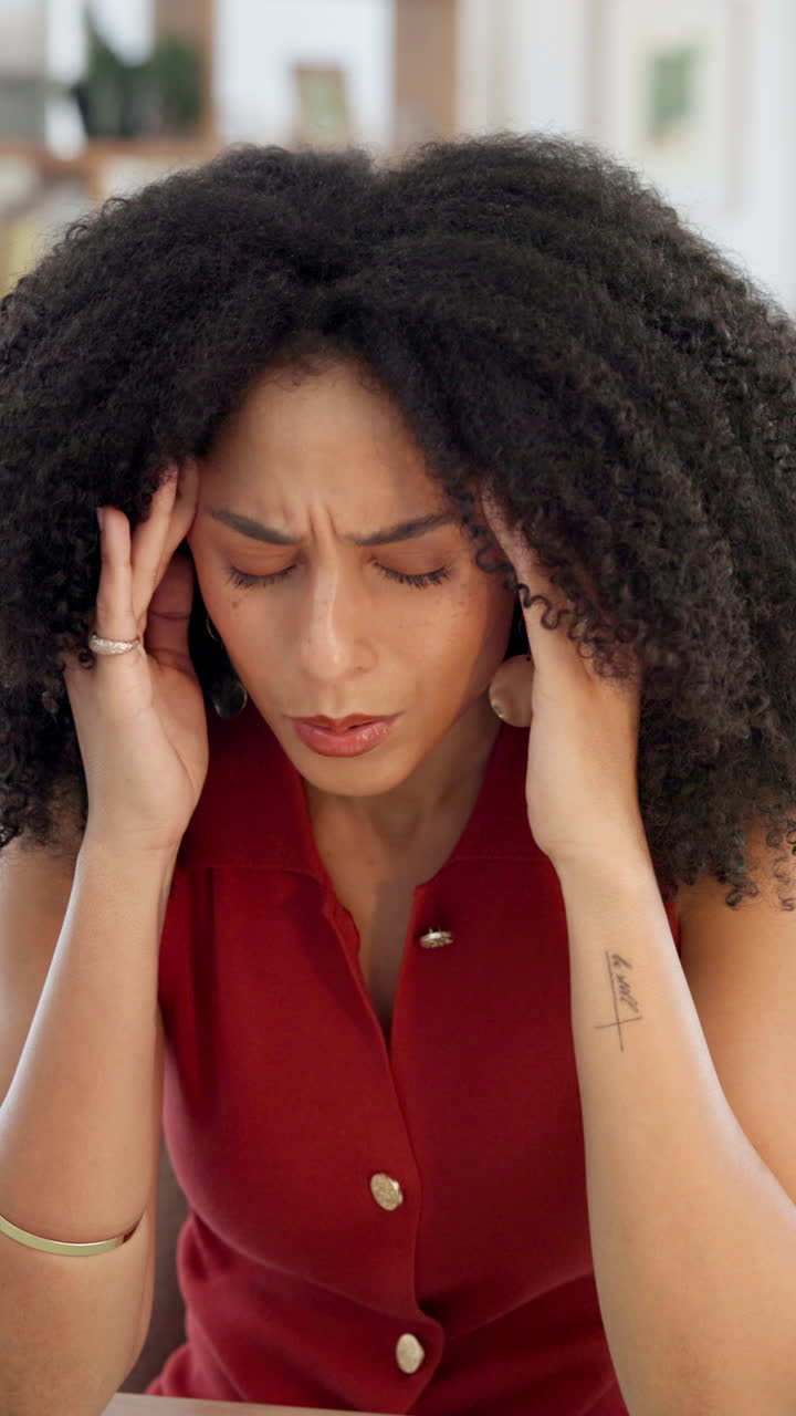 Close-up of Woman Suffering from Headache and Stress
