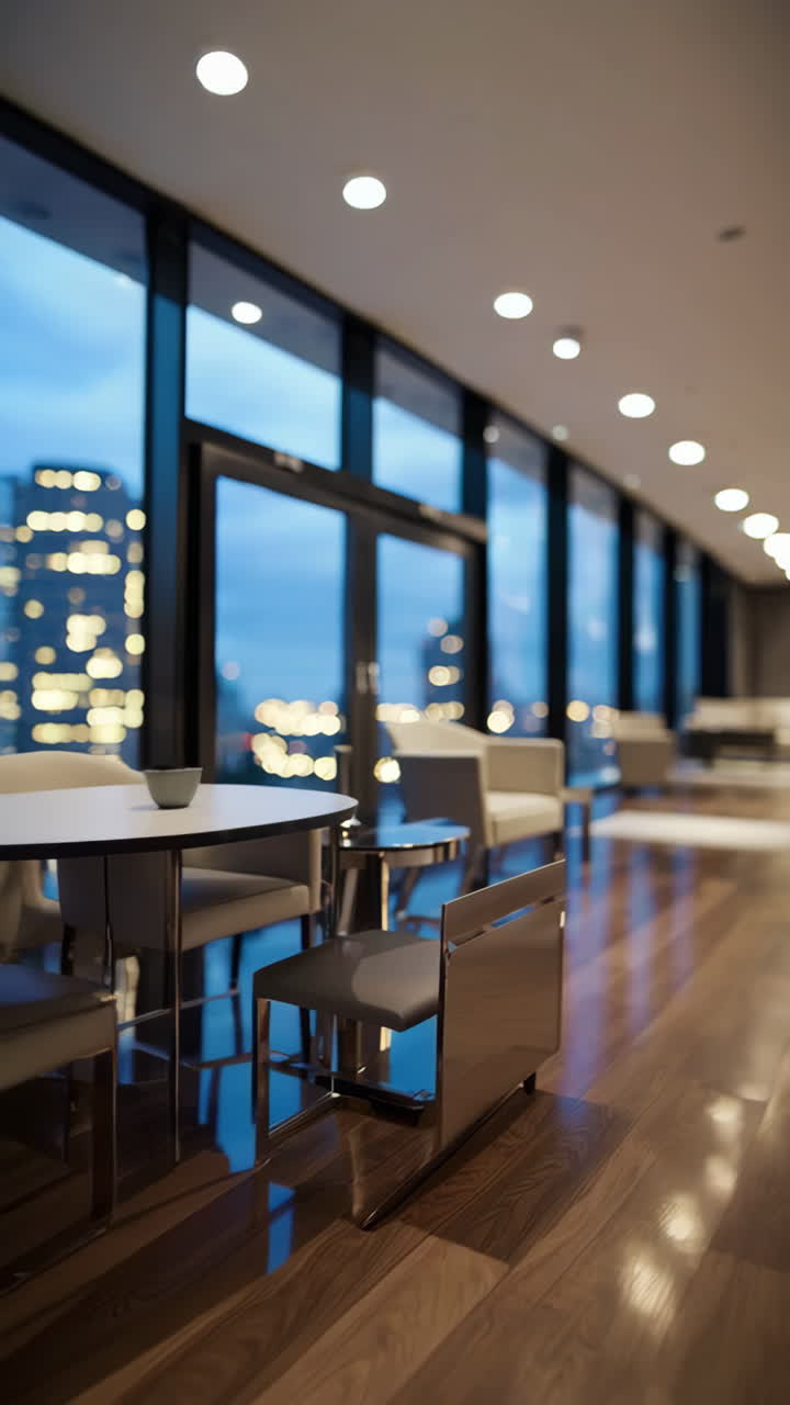 Modern Office Lobby with City View