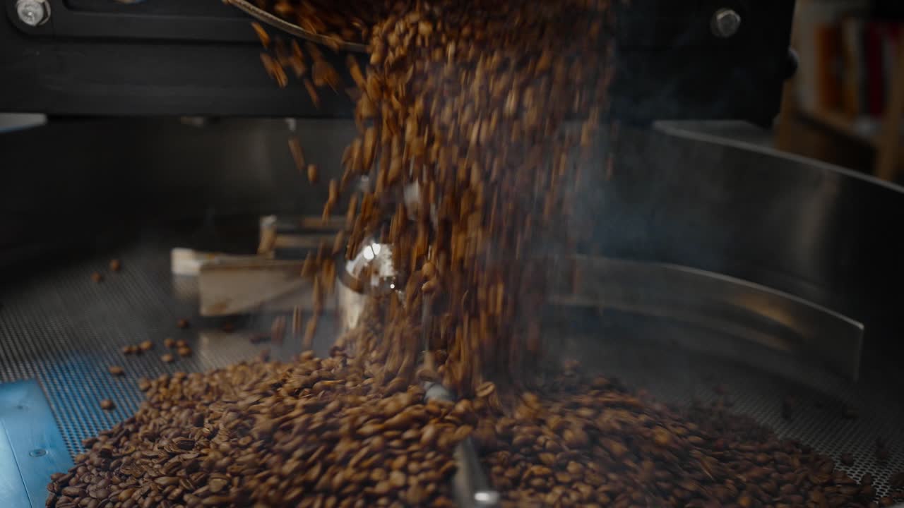 Coffee Beans Being Roasted and Processed