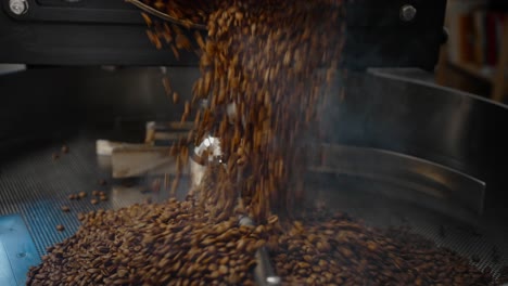 coffee beans being roasted and processed
