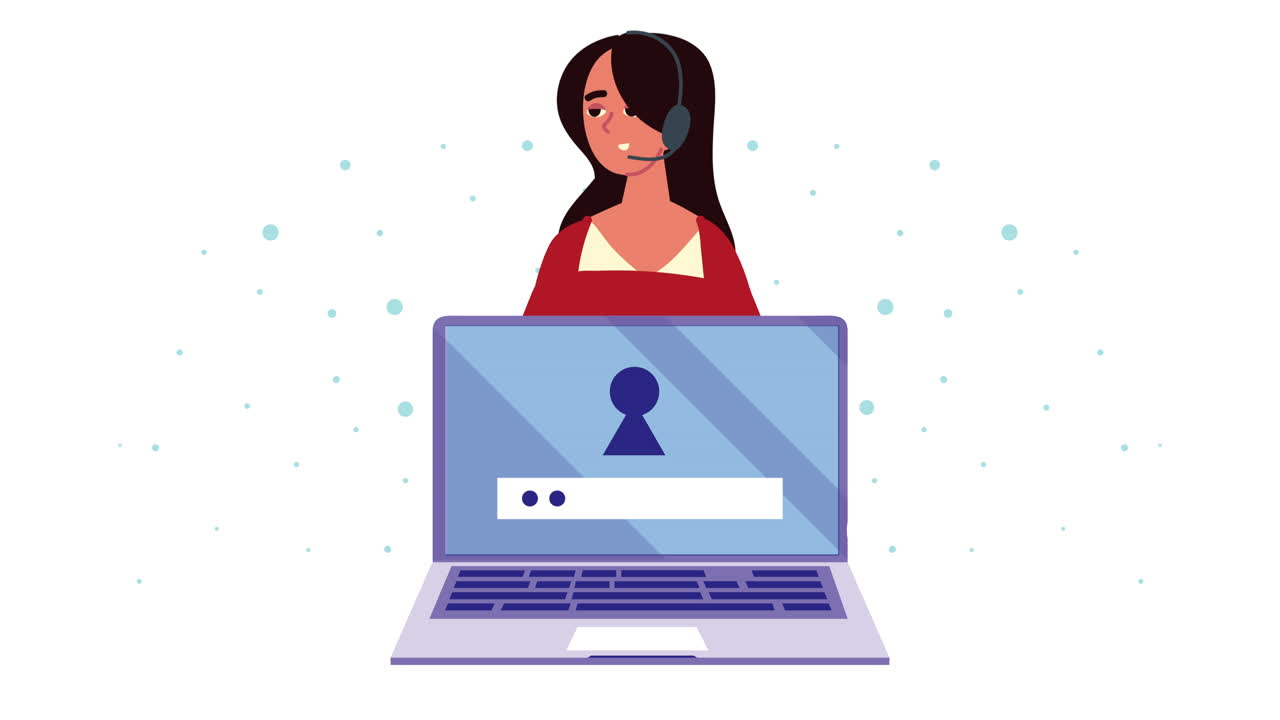 portátil y contraseña con seguridad cibernética femenina