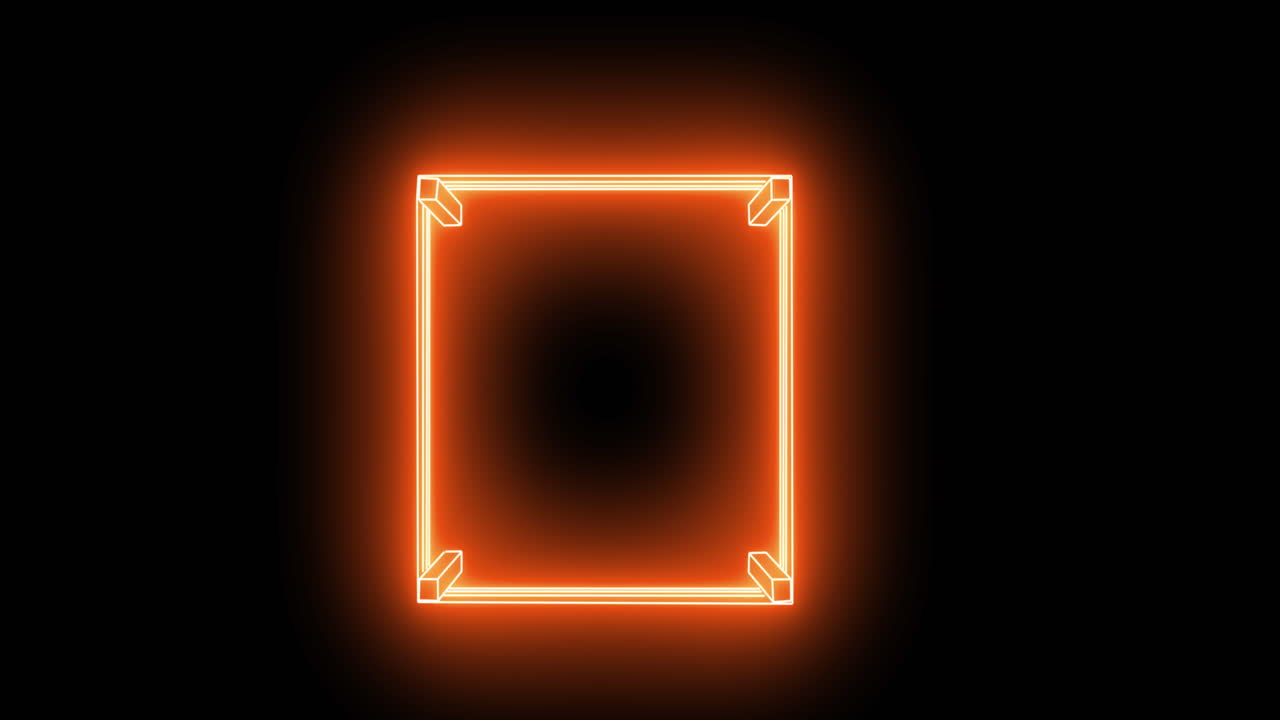 Animation of glowing frame with copy space on black background