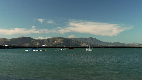 california sea harbor in winter time with lots of sail boats