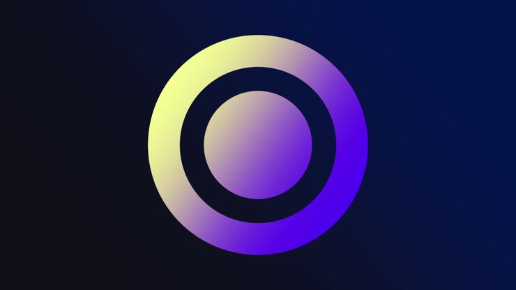 Motion geometric gradient yellow and blue circle retro abstract background