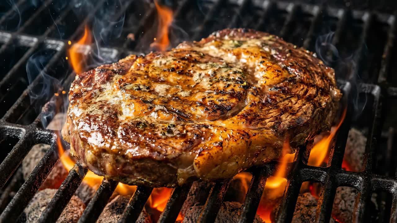 Grilled Steak on a Barbecue