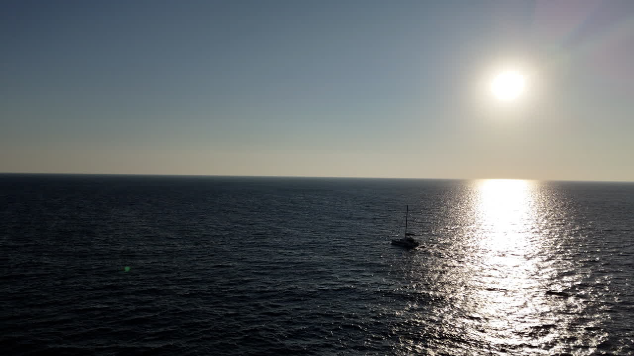 Aerial footage of a yacht sailing trip in the greek islands