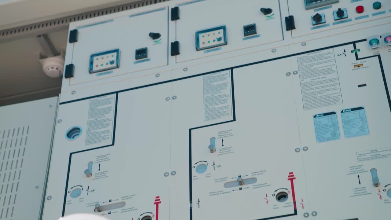 Close-up of control panel outdoors, showcasing technology and precision