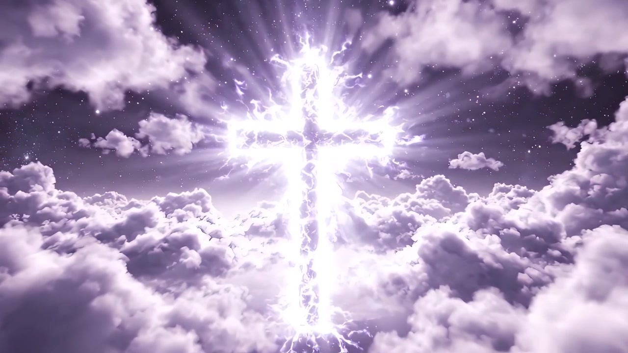 Sfondo per Adorazione 4K: Croce Cristiana e Luce Celeste