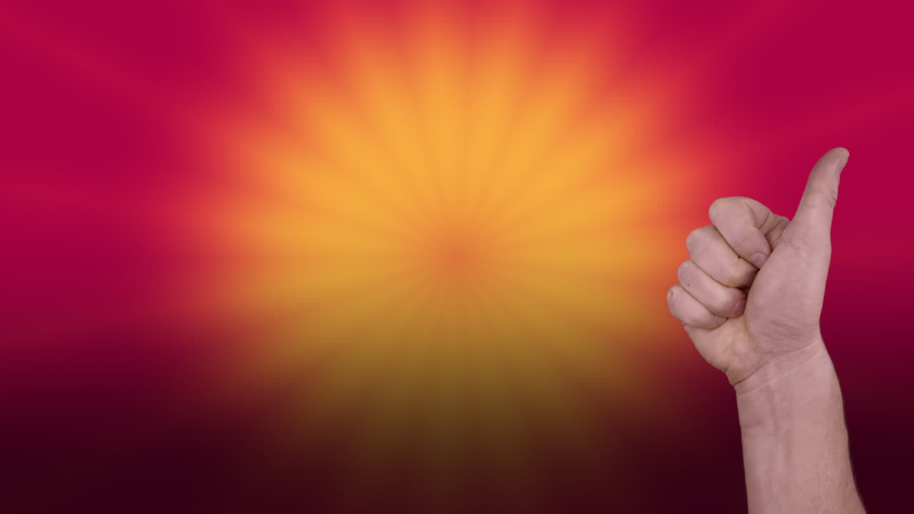 pulgar hacia arriba fondo de color animado para suscribirse y calificar