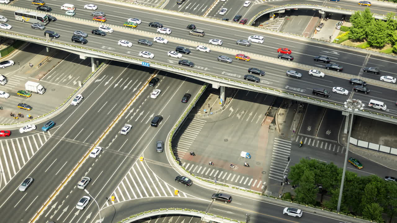Timelapse of the Beijing city skyline from a high vantage point in vertical