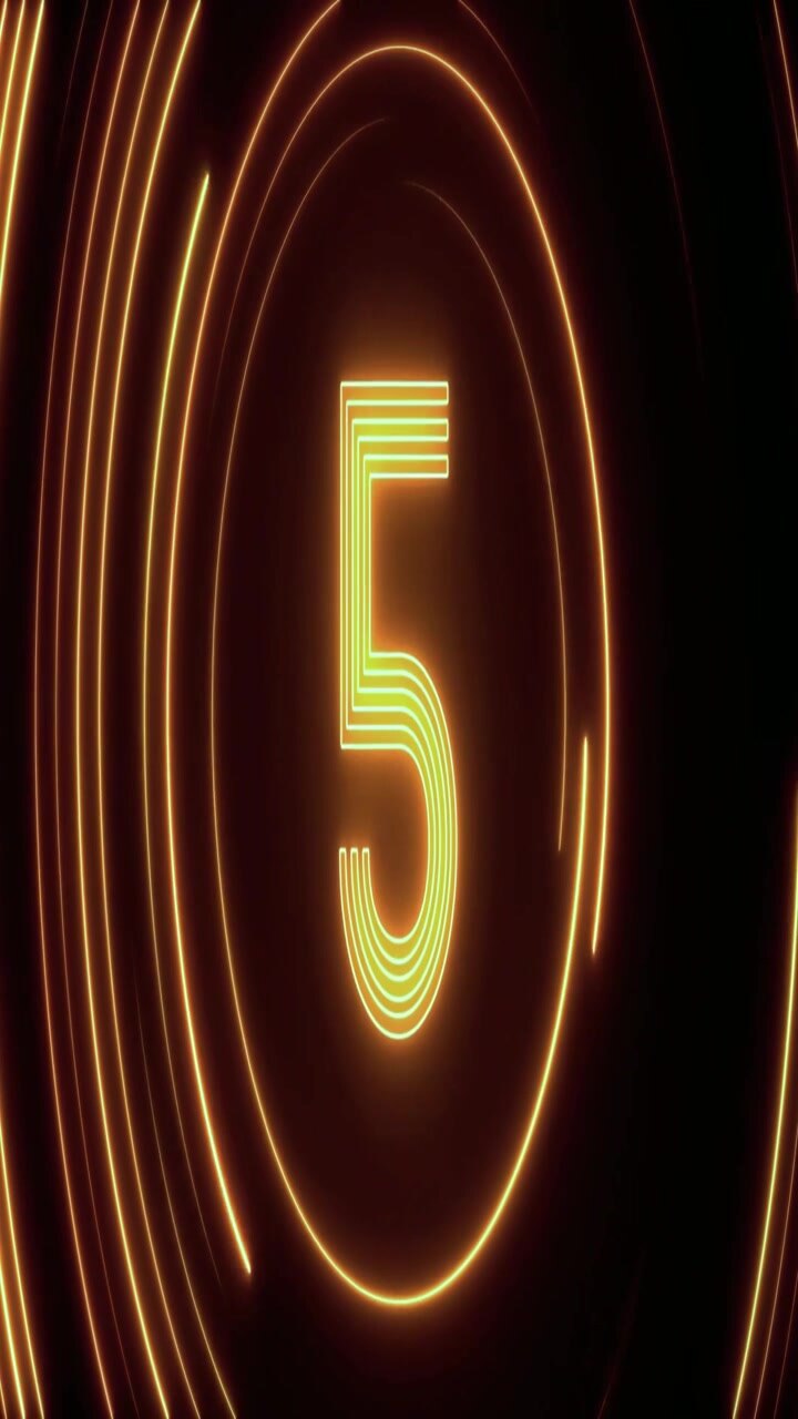 Neon Countdown Timer with Glowing Circular Light Trails