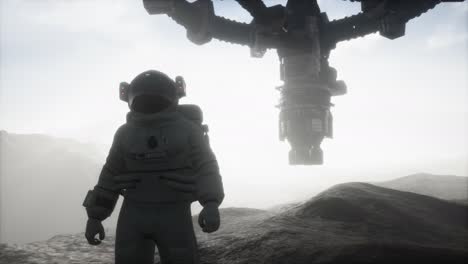 un astronauta caminando por el planeta marte.