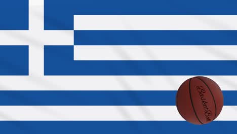 greece flag wavers and basketball rotates, loop